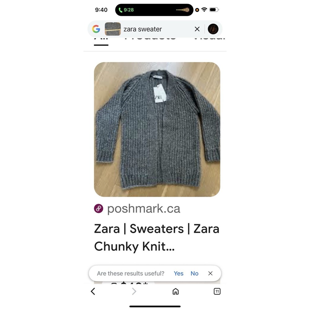 Zara Cable Chunky Knit Cardigan Sweater Womens Med Beige Heavy Open Front Gray
